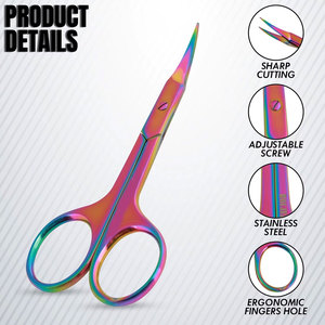 Ciseaux à ongles professionnels de haute qualité en acier inoxydable multicolores, design arc-en-ciel incurvé, outil de soin des cuticules tranchant pour la manucure - Product Image 3