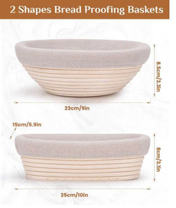 Cesta redonda ovalada hecha a mano de ratán natural para hornear, cesta de fermentación para pan de masa madre (Banneton) - Product Image 5
