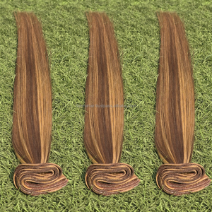 Extensions de cheveux à trame doublement étirée Super Double Drawn, 24 pouces, lisses, en cheveux humains Remy indonésiens, couleur naturelle # 4/ # 27 styles de tissage - Product Image 4