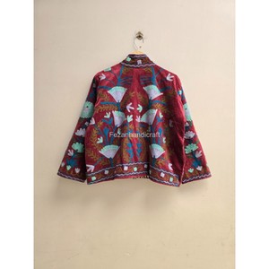 Indian Velvet Jacket Uzbek Embroidery Short Jacket <b>Coat</b> Unisex Winter Jacket With Two Side Pocket Boho Chic Jacket - Product Image 5