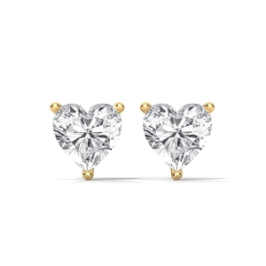 Pendientes de Botón Clásicos de Lujo con Corazón de Plata de Ley S925, Certificados por IGI, Chapados en Oro, con Moissanita de 1CT VVS Color D para Hombre y Mujer - Product Image 3