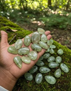 Lot de cabochons en préhnite naturelle Rafay, pierres précieuses vertes polies, vente en gros de cristaux semi-précieux pour la fabrication de bijoux - Product Image 2