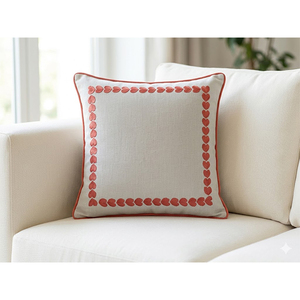 High-Quality 100% Linen <b>Cushion</b> <b>Cover</b> | Embroidered Decorative Throw Pillow <b>Cover</b> with Scalloped Border - Product Image 2