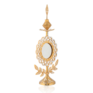 Surmedani de Latón Antiguo con Espejo, Soporte Tradicional Indio para Kohl Kajal, Recipiente Decorativo Artesanal para Cosméticos - Product Image 2