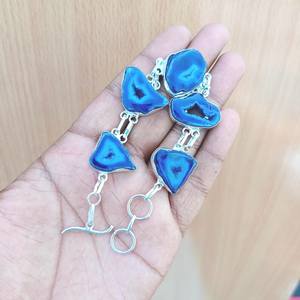 Joyería Artesanal de Plata de Ley con Druzy Azul de Lujo, Ajustable, con Piedras Preciosas, para Mujer, Regalo Elegante de Alta Calidad - Product Image 5