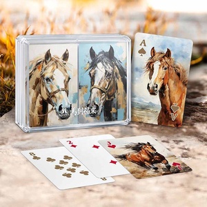 Cartas de juego de la familia Good Fortune Horse estilo acuarela - Doble baraja de PVC 58x88mm - Product Image 2