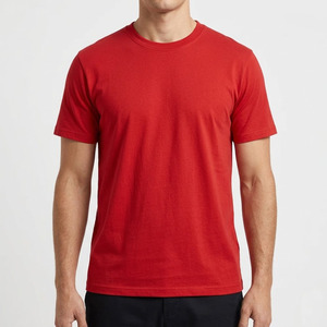 T-shirt Homme Rouge Uni à Manches Courtes Coupe Classique en Coton Jersey Col Rond Style Décontracté Streetwear T-shirt Vierge pour Homme - Product Image 3
