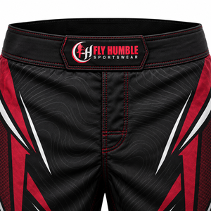 Pantalones Cortos de MMA para Hombre Fly Humble, Negros y Rojos con Estampado por Sublimación, Absorben la Humedad, Ajuste Atlético, Ropa Deportiva, los Más Vendidos al por Mayor - Product Image 6