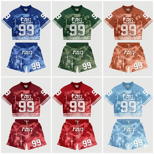Conjunto de Ropa Urbana con Estampado por Sublimación, Camiseta de Manga Corta con Cuello en V, Pantalones Cortos con Cordón, para Hombre Adulto, Ropa Casual de Verano, Ligera y Ecológica - Product Image 6