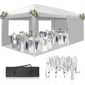 Tenda da Campeggio Bianca Impermeabile da 6m con 2 Finestre e Design Pieghevole - Product Image 1