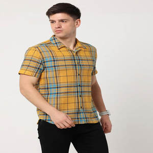 Camisa de gran tamaño de verano personalizada de media manga de algodón de peso pesado Boxy serigrafía camisas a cuadros para hombres con bolsillo - Product Image 2