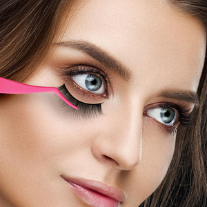 Pince à cils en acier inoxydable courbée, dégradé rose doré, avec logo personnalisé, pour extensions de cils DIY - Product Image 6