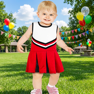 Ensembles d'entraînement de cheerleading pour tout-petits par sublimation intégrale ODM/OEM – Jupe plissée, uniforme pour tout-petits, crop top et short pour filles - Product Image 1