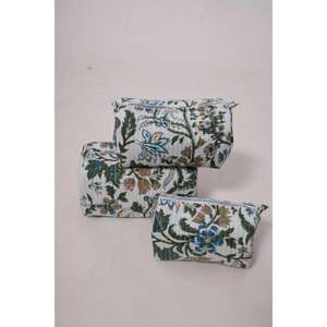 Pochette à maquillage en coton à imprimé floral, pochette cosmétique faite à la main, trousse de toilette à fermeture éclair, organiseur de voyage floral - Product Image 4