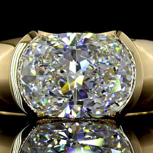 Anillo Solitario con Diamante Cultivado en Laboratorio, Corte Cojín, Engaste Biselado, Oro 10K 14K 18K, Plata 925 935, Joyería Fina - Product Image 2