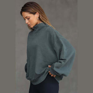 Sudadera Oversize de Cuello Alto para Mujer, Ajuste Relajado, Cálida y Suave de Forro Polar, Transpirable, Ecológica, Forrada, Estilo Urbano de Moda - Product Image 5