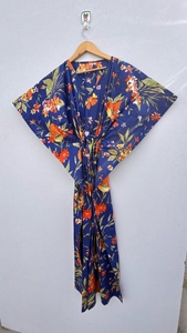 New Style Cotton Women Dress Women <b>Kaftan</b> Indian 100 % Pure Cotton Hand Block Print Floral Maxi Beach Cover Sleepwear <b>Kaftan</b> - Product Image 3