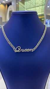 Collier en diamant VVS plaqué rhodium, diamants moissanite taille brillant ronde, collier de luxe pour femmes - Product Image 4