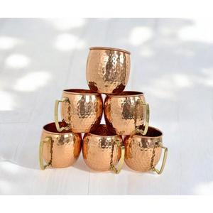 100% Pure Copper Moscow Mule <b>Mugs</b> <b>Set</b> of <b>6</b> Pcs With Brass Handle For Bar Party Supplies Reusable BPA Free Modern Beer <b>Mugs</b> - Product Image 2