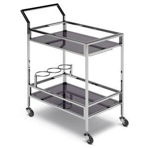 Carrello bar cromato Watts da 26 pollici, eleganti mobili bar con finitura cromata - Product Image 1