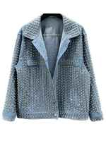 Nouvelle Veste en Jean Décontractée de Haute Qualité, Style Printemps, Ornée de Strass et de Perles, Design Décoratif à Motifs Diamantés