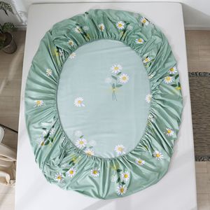 Sábana Plana Estampada de Algodón 300 Hilos, Transpirable, para Todas las Estaciones, Estilo Clásico para Adultos, Diseño de Margaritas Verdes, para Uso Doméstico - Product Image 4
