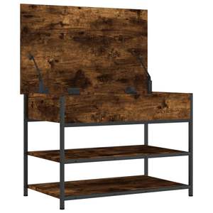 Banco para Zapatos Mediano en Madera de Roble Ahumado con Metal para Almacenamiento de Calzado - Product Image 6