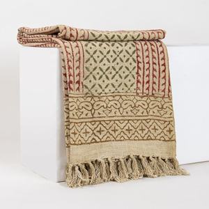 Hand Block Cotton Printed Custom Print Blanket Sofa Couch 100% Cotton Luxury <b>Throws</b> for Home Decor - Product Image 2