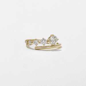 Anillo apilable de 5 diamantes cultivados en laboratorio, oro macizo de 10K/14K, moderno, redondo, para boda, regalo de aniversario para mujer, venta al por mayor - Product Image 1