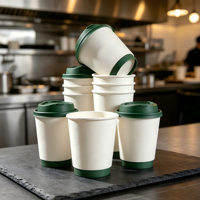 Gobelets à café jetables à double paroi de 16 oz et 20 oz, isolés pour boissons chaudes, design ondulé, en papier, vente en gros