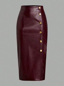 Jupe mini plissée en cuir véritable pour femme, taille naturelle, style vintage, boutons dorés, à porter en toutes saisons - Product Image 2