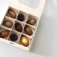 Boîtes à pâtisserie blanches avec fenêtre et ruban |   Emballage compartimenté à 4/6/9 compartiments pour biscuits, chocolats et friandises (lot de 5)