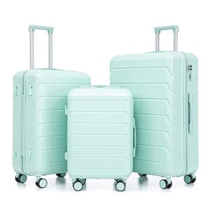 3-In-1 Lightweight Aluminum Trolley <b>Box</b> <b>Set</b> 20 24 28 Inch Modern Luxury Mint Green - Product Image 2