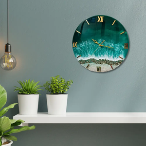 Large Decorative Resin Epoxy Wooden <b>Clock</b> Handmade <b>Silent</b> Wall Hanging <b>Clock</b> for Modern Home Office Hotel Interior Decoration - Product Image 6