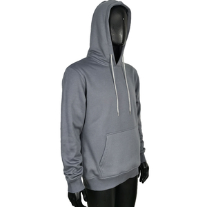 Sweat-shirt à capuche gris pour homme, en molleton, couleur unie, décontracté, pour l'automne, coupe classique, avec poche, en coton tricoté - Product Image 2