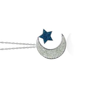 Collier pendentif demi-lune en diamant naturel blanc et bleu JEWELSPAARK 1,28 carats pour femmes, argent sterling 925 plaqué rhodium, mariage - Product Image 2