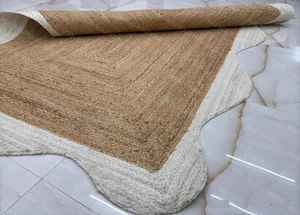 Tapis rond en jute tressé fait main, style bohème côtier, en fibres naturelles, chic pour la décoration de la maison de plage - Product Image 5