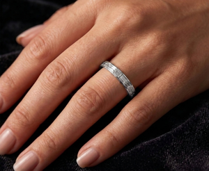925 Sterling <b>Silver</b> <b>Eternity</b> Band <b>Ring</b> With Baguette Cut Diamonds Channel Setting Classic Style Unisex Wedding Jewelry - Product Image 6