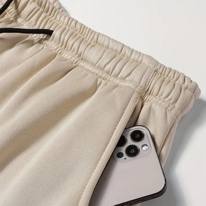 Ensemble de survêtement beige à capuche pour homme, fermeture éclair intégrale, manches longues, pantalon cargo, tenue décontractée d'automne, couleur unie, matière polyester - Product Image 5