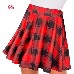 Jupe trapèze en laine à carreaux pour femme, fabriquée au Pakistan, longueur genou, avec poches, taille ajustable, style automne - Product Image 5
