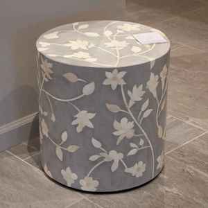Traditional Style Handcrafted Bone Inlay Console Bed Side <b>Stool</b> Floral Pattern <b>for</b> Entry School Hall Use Bone Inlay Console Bed - Product Image 3
