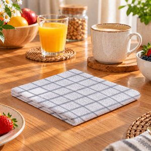 Paño de cocina de algodón con diseño a cuadros teñido con hilo para uso en la cocina. Paño de cocina de algodón promocional en venta. Exportador en India. - Product Image 5