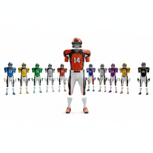 Custom Team Wear Sportswear Solid Plain Color Custom V Neck American Football Jersey & Pants Gloves Helmet Shoes Full Kits - Product Image 1