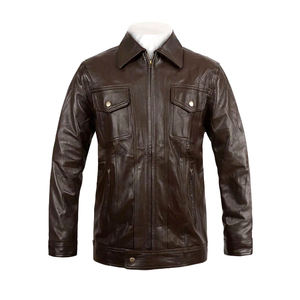 Veste coupe-vent respirante en cuir véritable noir avec logo personnalisé, prix d'usine, approvisionnement en gros pour les détaillants de mode dans le monde entier - Product Image 1