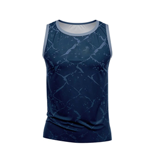 Nouveau débardeur sans manches pour femme 2026, imprimé par sublimation, séchage rapide, sportif, col rond, en polyester tricoté, motif bleu, longueur standard - Product Image 4