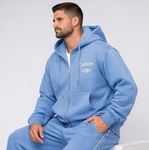 Sudadera con capucha pesada extragrande con cremallera para hombre, estilo streetwear, corte holgado, de moda, casual, de forro polar, al por mayor - Product Image 3