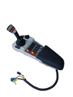 Boîte d'accoudoir modulaire multifonctionnelle multi-boutons OEM durable avec cuir souple de qualité supérieure pour machines agricoles et de construction