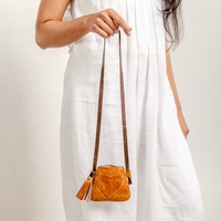 Vente en gros Tan Brown 100% sac à bandoulière en cuir véritable fait à la main à la mode Sling Design élégant sac à bandoulière pour dame