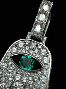 Colgante de Mano de Hamsa de Lujo con Moissanita VVS, Plata 925, Piedra Verde Azulada con Efecto Hielo, Diseño 3D Personalizado, Estilo Hip Hop, Certificado IGI, Joyería Unisex - Product Image 2