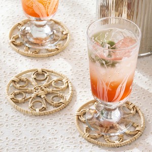 Luxury rattan drink coaster hand-made teacup <b>trivet</b> coasters woven natural saucer decor dinnerware - Product Image 2
